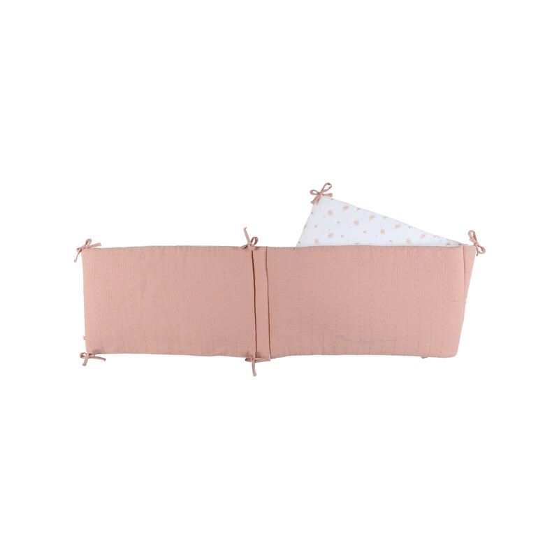 Tour de lit mousseline bio Vintage Flowers Fleurs Dantan 180x33cm Rose - noukie 's