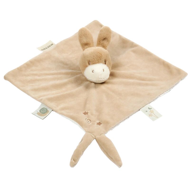 Doudou âne velours Loulou 28x28cm Caramel Clair - nattou