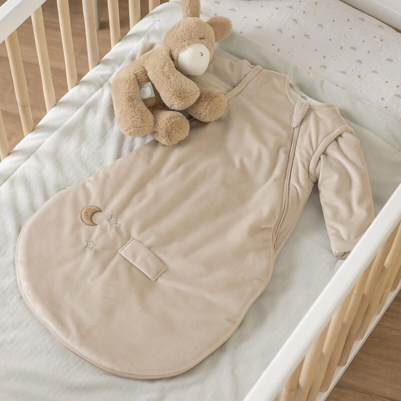 Gigoteuse avec manches amovibles velours Loulou 70cm Sable - nattou