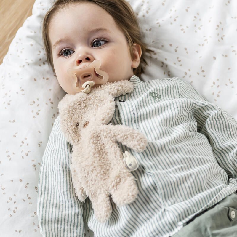 Doudou Attache Tétine lapin Teddy Bouclette - Beige - nattou