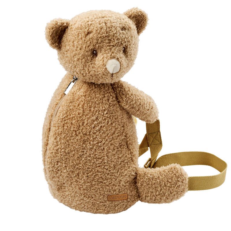 Sac à dos peluche Ours Teddy Bouclette 35cm - Caramel - nattou