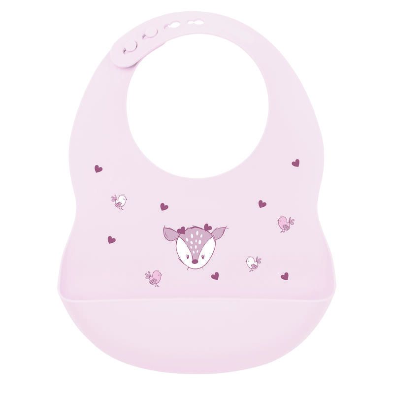 Bavoir en silicone imprimé biche Rose - nattou