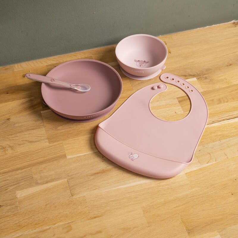 Coffret repas 4 pièces silicone biche Rose - nattou