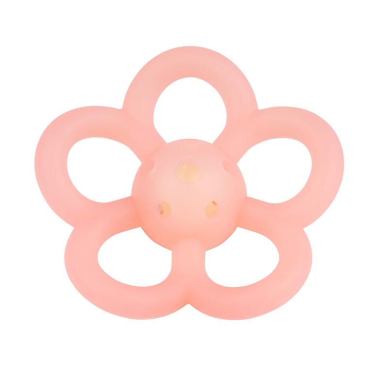 Anneau de dentition hochet en silicone fleur translucide Rose - nattou