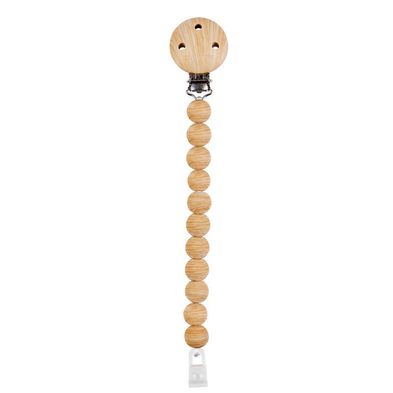 Attache sucette en perle silicone façon bois Brun - nattou