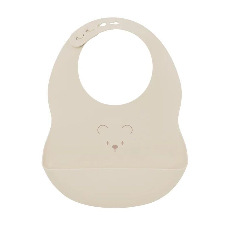 Bavoir avec Ours imprimé silicone - Argile - nattou