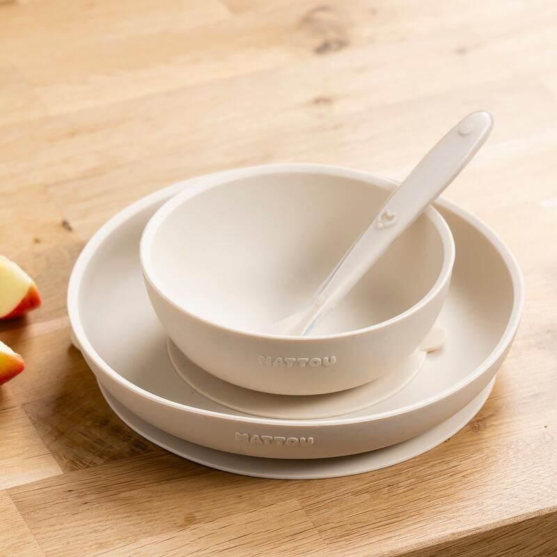 Coffret repas silicone 3 pièces - Argile - nattou