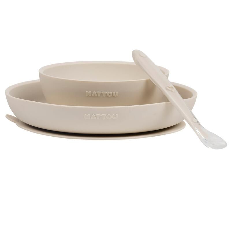Coffret repas silicone 3 pièces - Argile - nattou