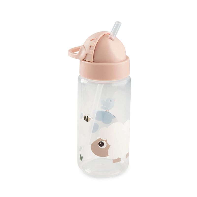 Gourde à paille Tiny Farm 350ml Rose - done by deer