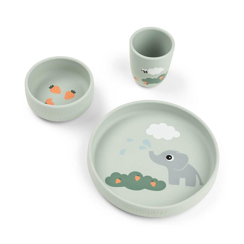 Coffret repas ventouse Stick&Stay Elphee Vert - done by deer