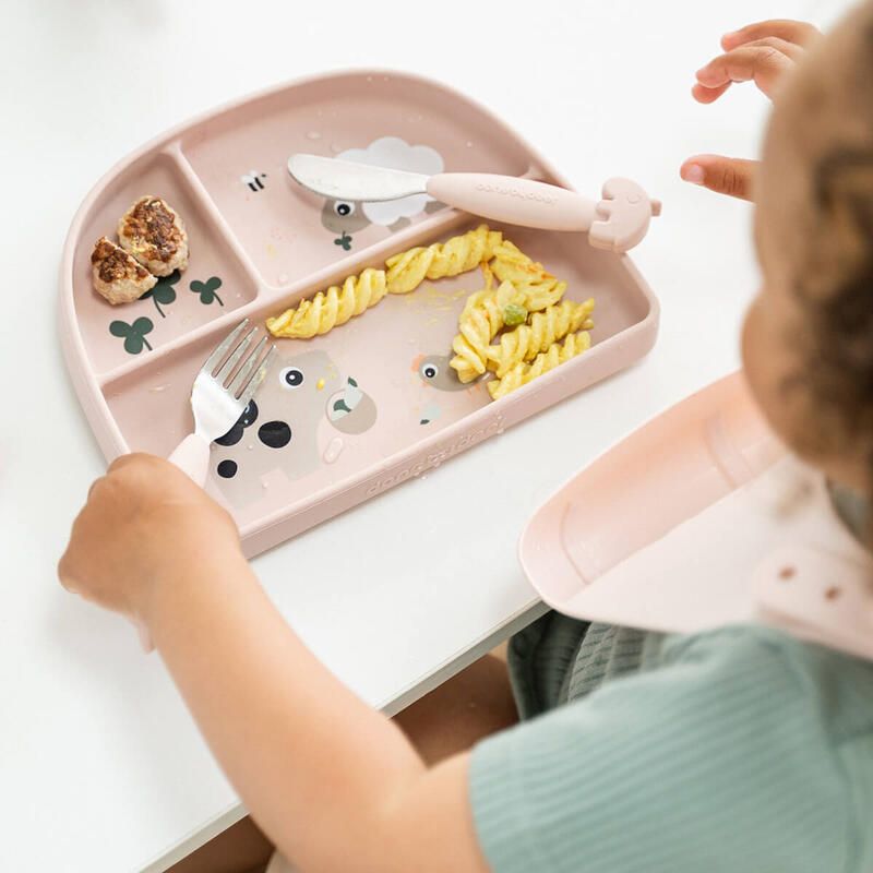 Assiette à compartiments Stick&Stay Tiny farm Rose  - done by deer