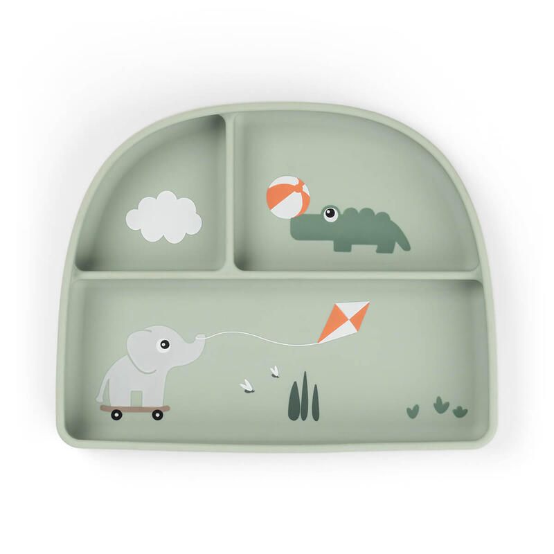 Assiette ventouse 3 compartiments Stick&Stay Playground Vert - done by deer