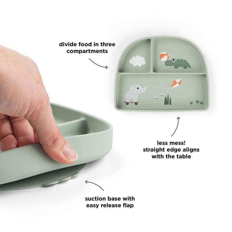 Assiette ventouse 3 compartiments Stick&Stay Playground Vert - done by deer