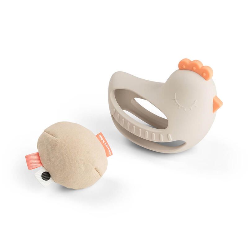 Jouet de préhension et de dentition avec hochet Clucky Sable - done by deer