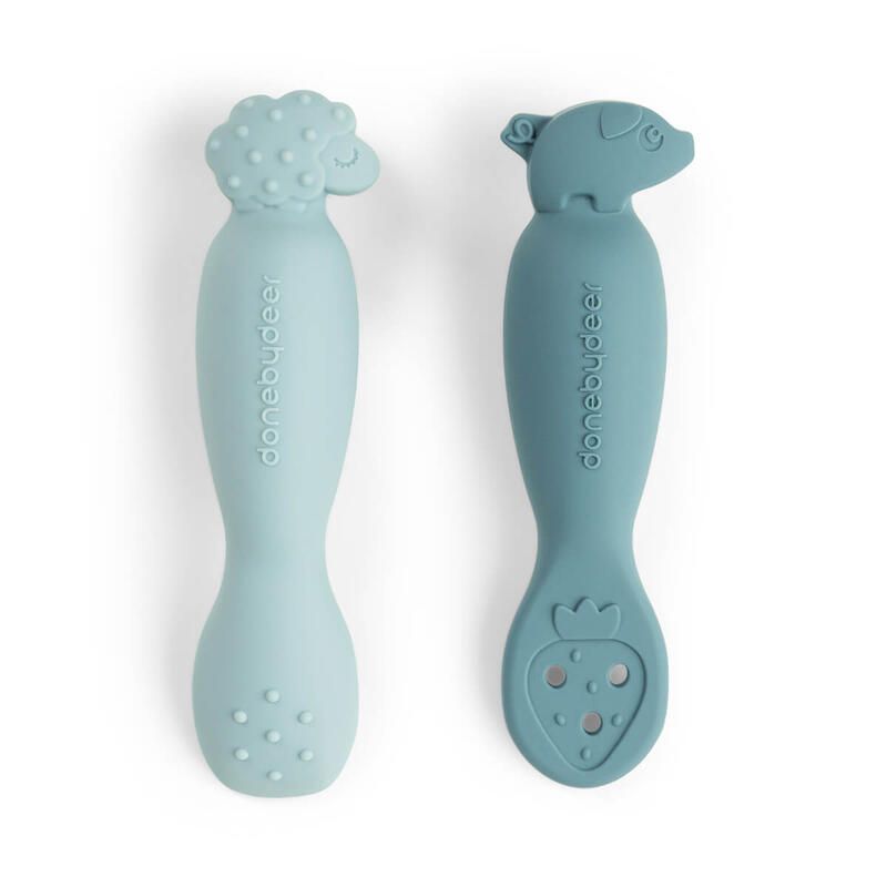 Set de 2 cuillères d'apprentissage Tiny farm Bleu - done by deer