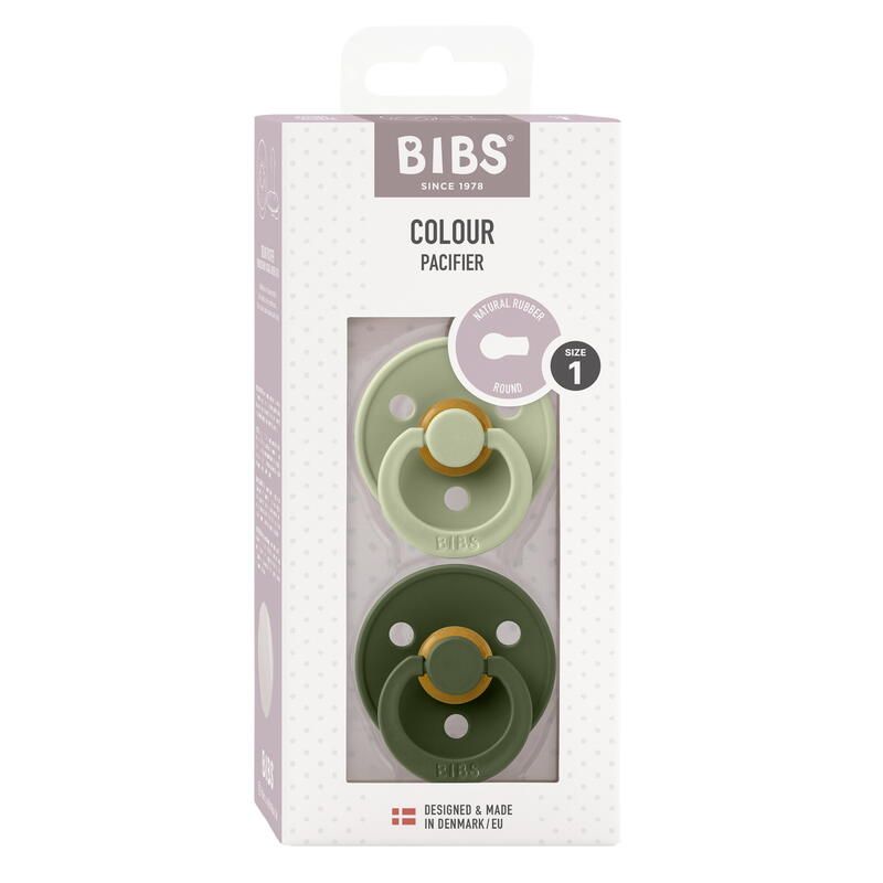 Lot de 2 sucettes en caoutchouc 0-6m Sage et Hunter Green - bibs
