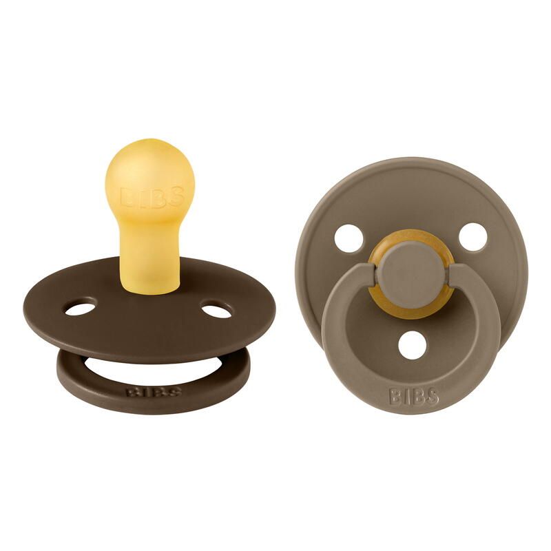 Lot de 2 sucettes en caoutchouc 0-6m Mocha Dark et Oak - bibs
