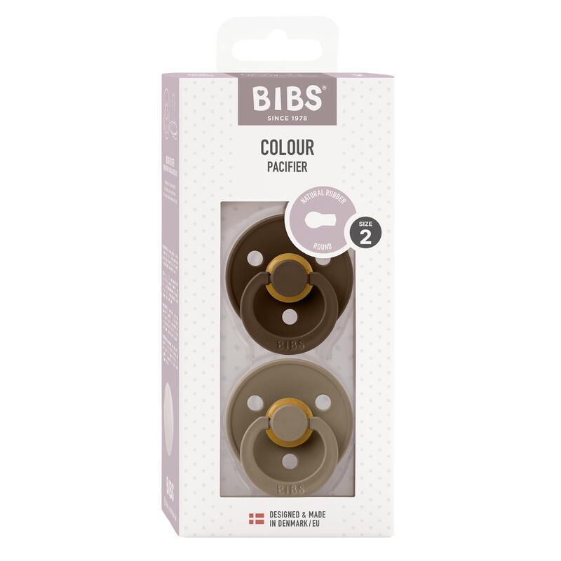 Lot de 2 sucettes en caoutchouc 6-18m Mocha Dark et Oak - bibs