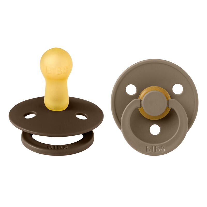 Lot de 2 sucettes en caoutchouc 6-18m Mocha Dark et Oak - bibs