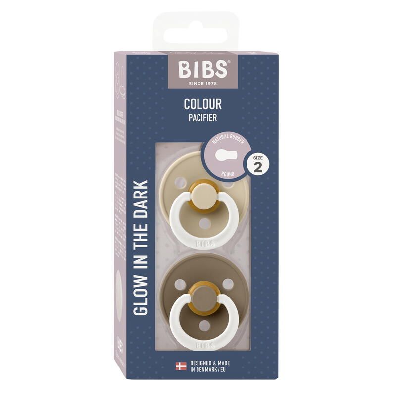 Lot de 2 sucettes de nuit en caoutchouc 6-18m Glow Blush et Vanilla - bibs