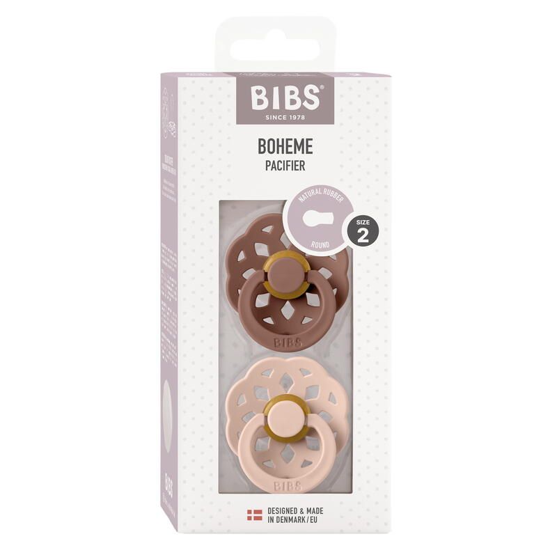 Lot de 2 sucettes en caoutchouc bohême 6-18m Woodchuck et Blush - bibs