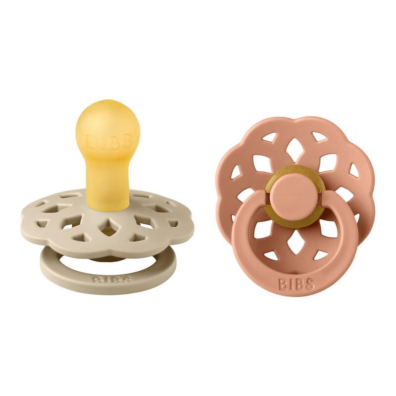 Lot de 2 sucettes en caoutchouc 0-6m Vanilla et Peach - bibs