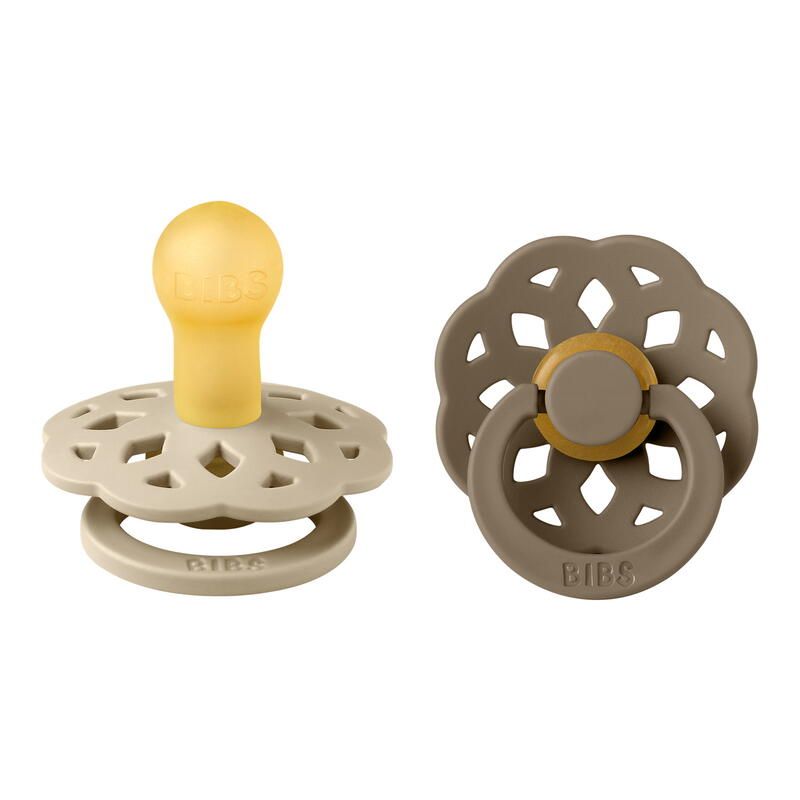 Lot de 2 sucettes en caoutchouc bohême 0-6m Vanilla et Dark Oak - bibs