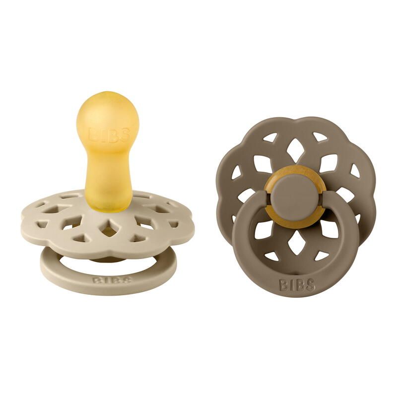  Lot de 2 sucettes en caoutchouc bohême 6-18m Vanilla et Dark Oak - bibs