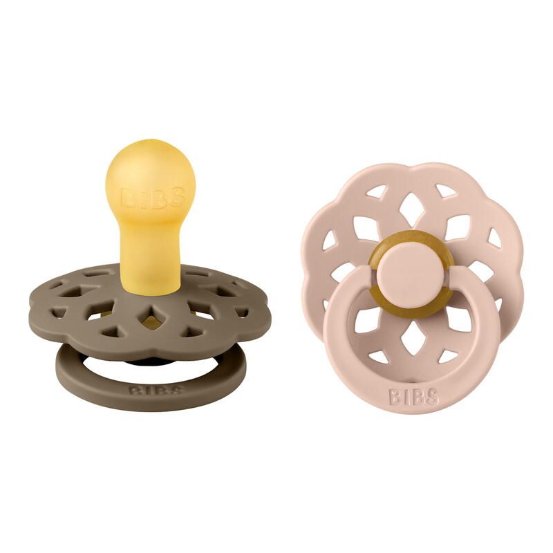 Lot de 2 sucettes en caoutchouc bohême 0-6m Dark Oak et Blush - bibs