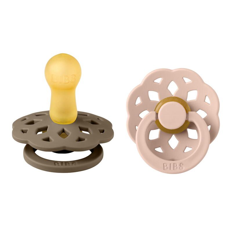 Lot de 2 sucettes en caoutchouc bohême 6-18m Dark Oak et Blush - bibs