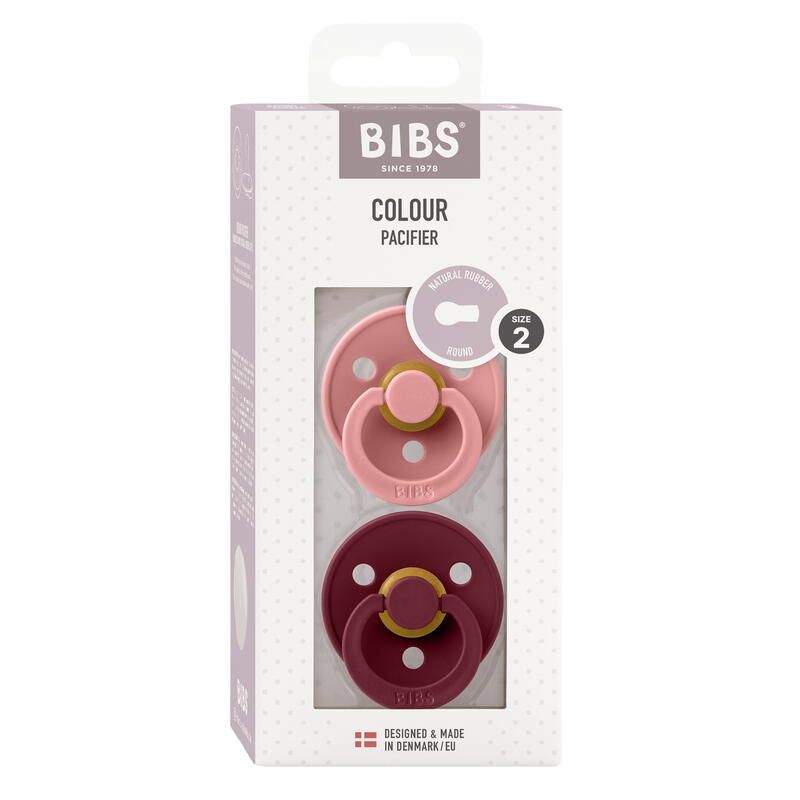 Lot de 2 sucettes en caoutchouc 6-18m Dusty Pink Elderberry - bibs