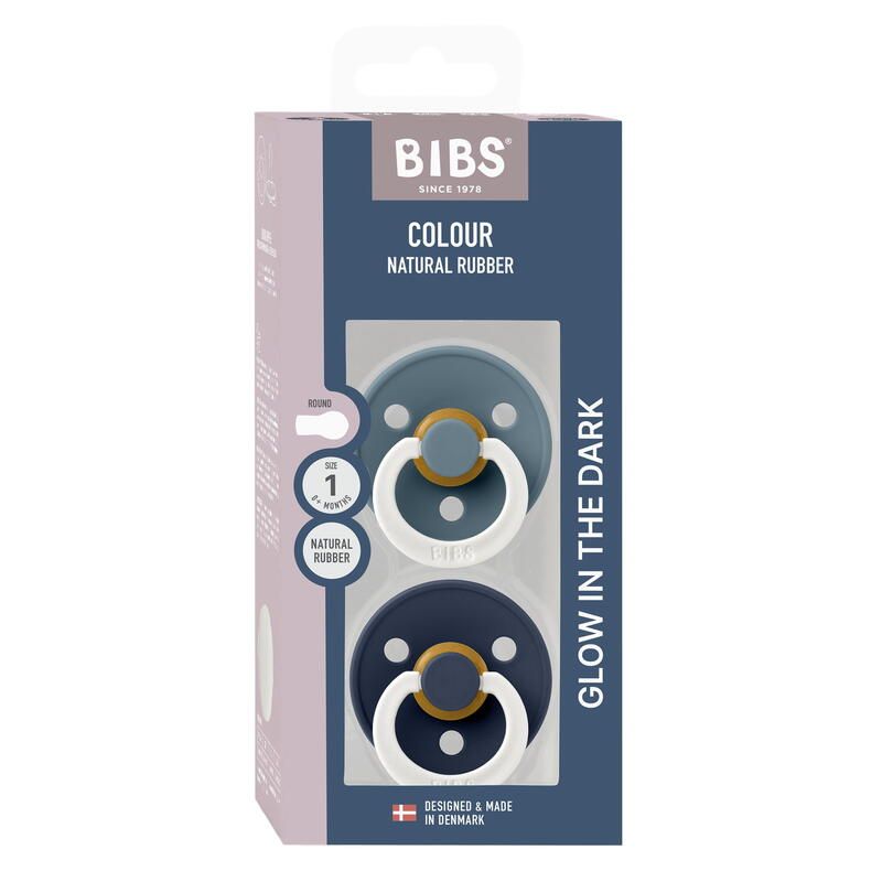 Lot de 2 sucettes de nuit en caoutchouc 0-6m Glow Petrol et Deep Space - bibs