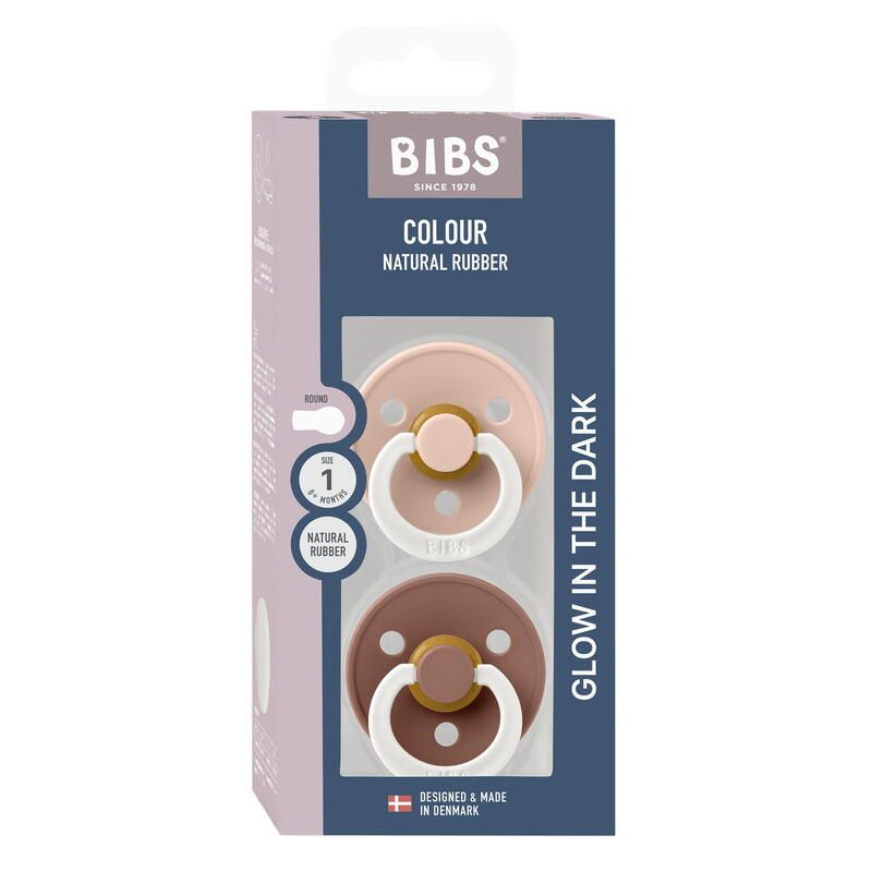 Lot de 2 sucettes de nuit en caoutchouc 0-6m Glow Blush et Woodchuck - bibs