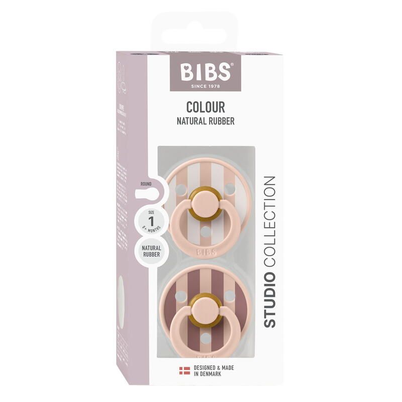 Lot de 2 sucettes en caoutchouc 0-6m Blush - bibs