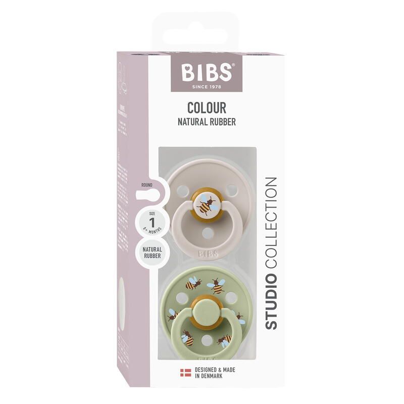 Lot de 2 sucettes en caoutchouc 0-6m Mushroom Sage - bibs