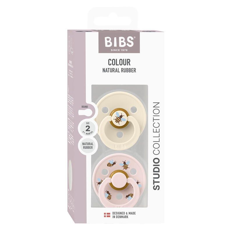 Lot de 2 sucettes en caoutchouc 6-18m Ivory Petal - bibs