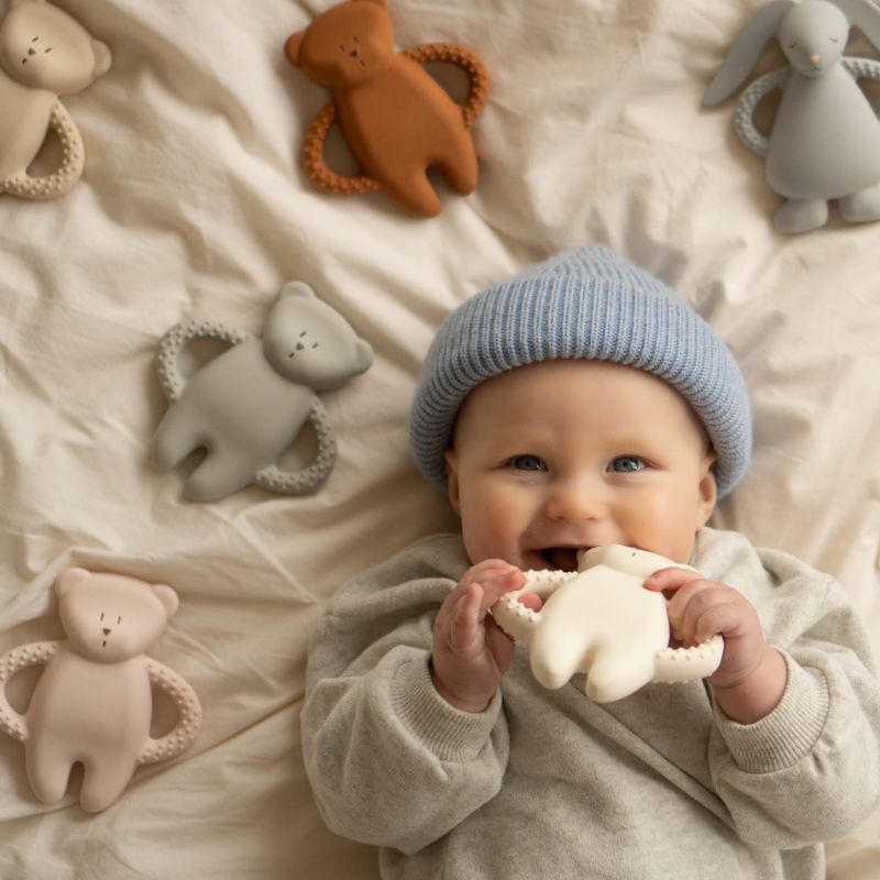 Ourson de dentition en caoutchouc naturel Cappuccino - moonie