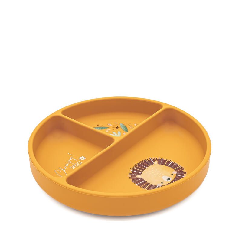 Assiette avec ventouse en silicone Chompy le lion Orange - sassi
