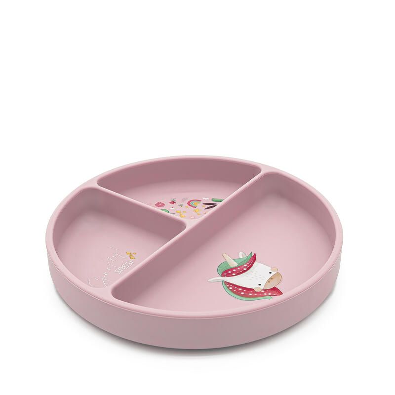 Assiette avec ventouse en silicone Sparkly la licorne Violet - sassi