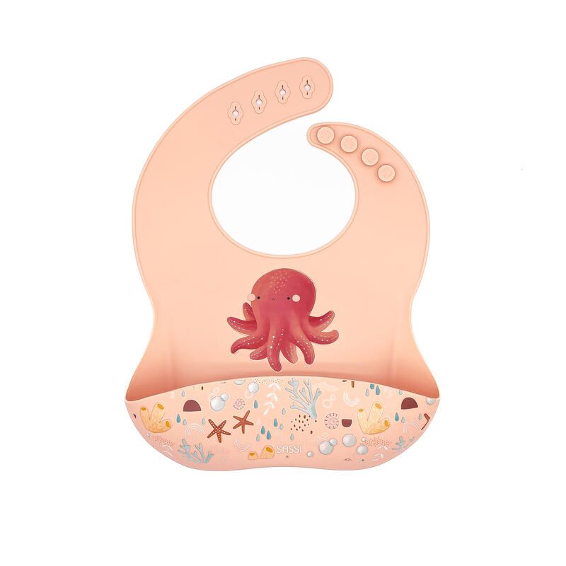 Bavoir en silicone Slurpy la pieuvre Rose - sassi