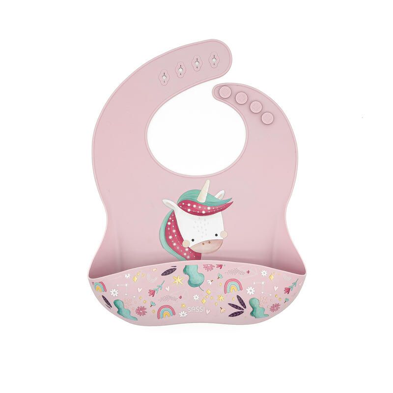 Bavoir en silicone Sparkly la licorne Violet - sassi