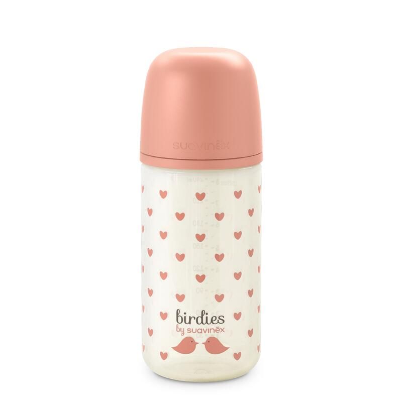 Biberon Verre Birdies Sxpro S 240ml Rose - suavinex