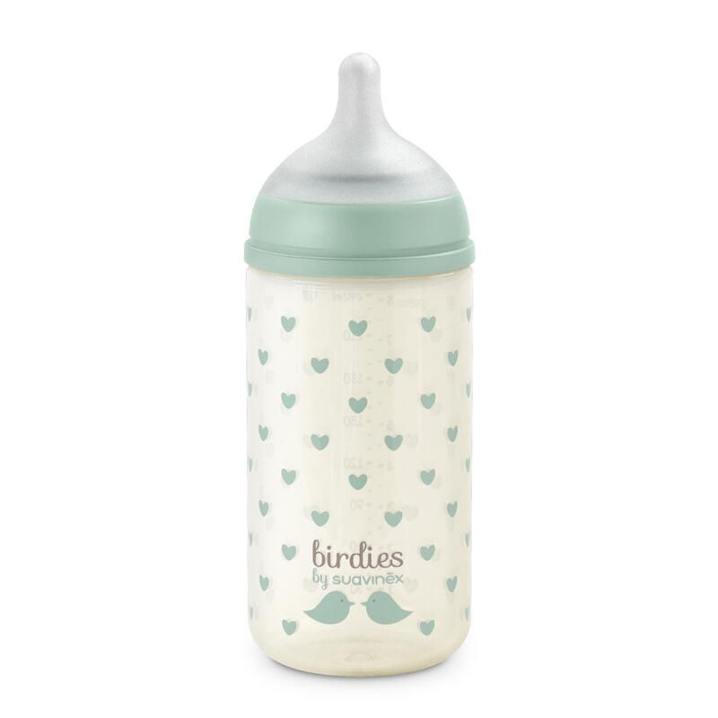 Biberon Verre Birdies Sxpro S 240ml Vert - suavinex