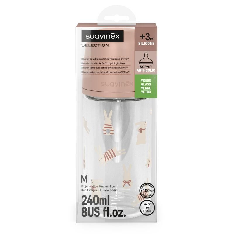 Biberon avec tétine SX Pro 240 ml débit M  Wonderland Rose - suavinex