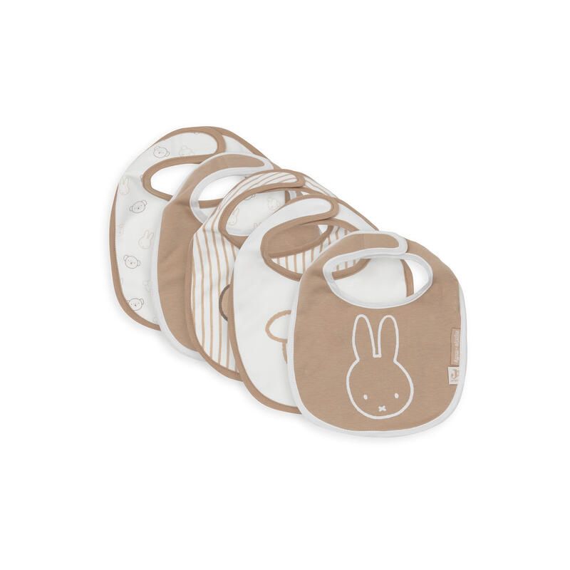 Lot de 5 bavoirs jersey imperméables Miffy Biscuit - jollein