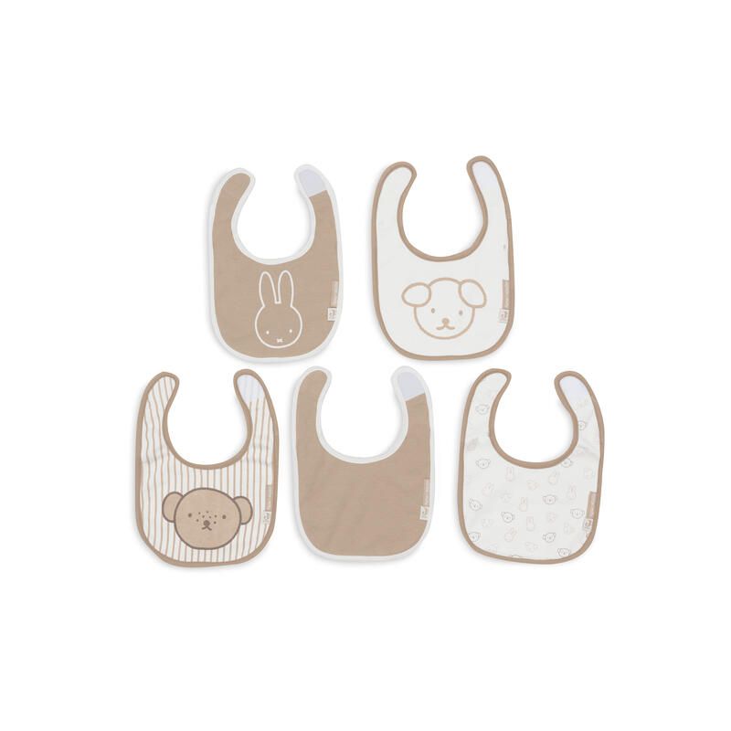 Lot de 5 bavoirs jersey imperméables Miffy Biscuit - jollein