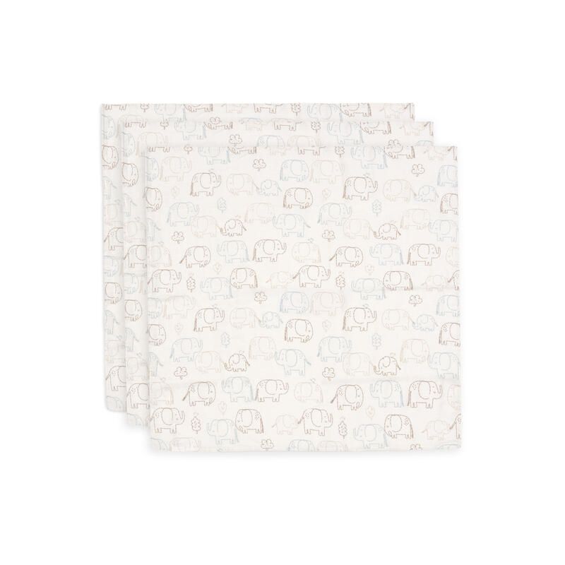 Lot de 3 langes gaze de coton Small Elephant Tales 70x70cm - jollein