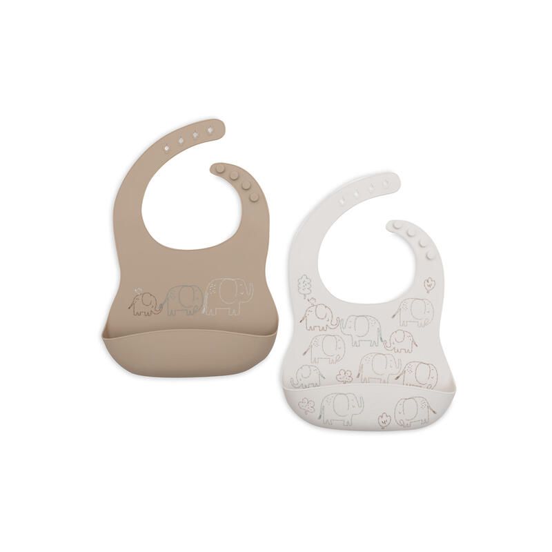Lot de 2 Bavoirs Silicone Elephant Tales - jollein