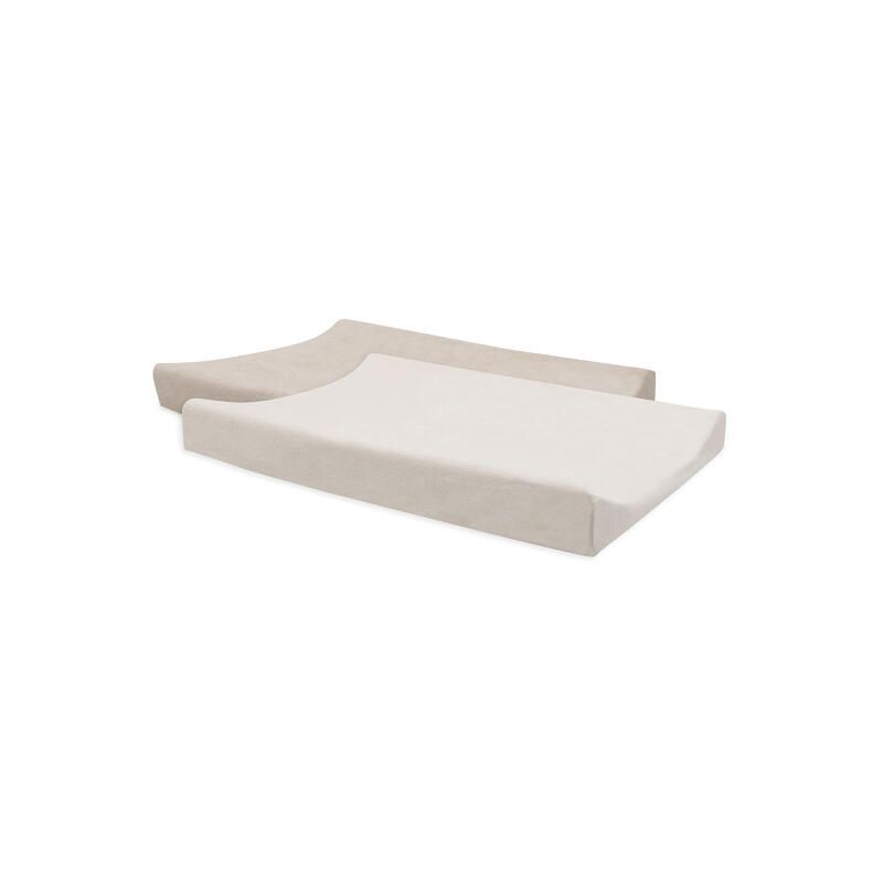 Lot de 2 housses de matelas à langer éponge Basics 50x70cm Oatmeal et Sand - jollein