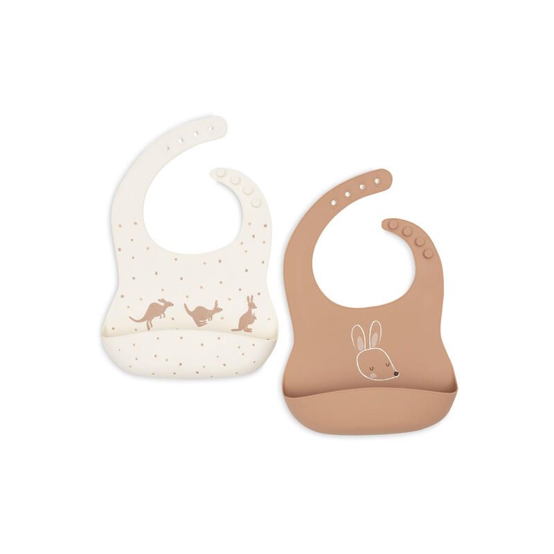 Lot de 2 Bavoirs silicone Kangaroots - jollein